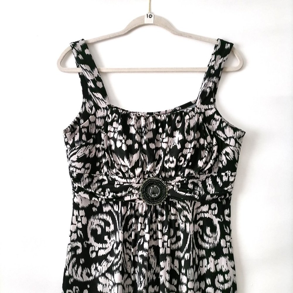 En Focus Studio Womens Black Square Neck Floral A-Line Midi Dress Size 12 - Picture 2 of 6